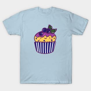 Kawaii Blueberry cupcake sticker doodle design sticker T-Shirt
